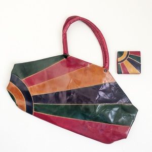 Vintage Colourful Tooled Leather Purse Coin Holder